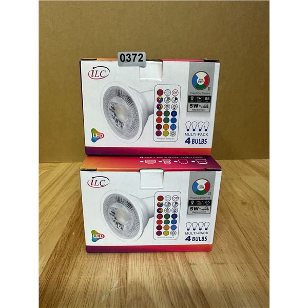 Lot of 2 Boxes of GU10 RGBWW 5kWh Bulbs - 4 Bulbs Per Pack