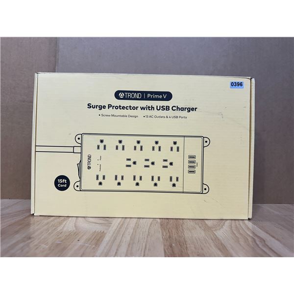 Lot of 1 15ft Trond Prime V Surge Protector with USB Chargers