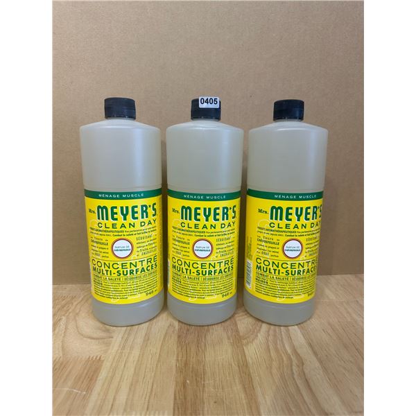Lot of 3 Bottles of Meyers Multi Surface Concentrate 946ML Each