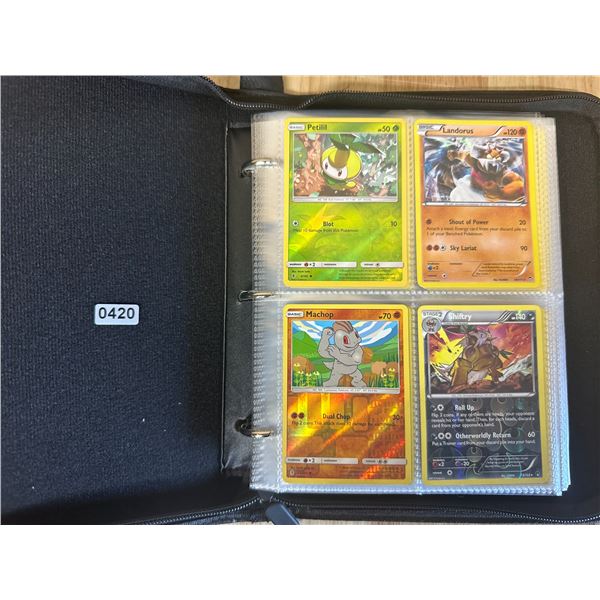 Lot of 1 Leather Binder with 140 Assorted Pokemon Cards