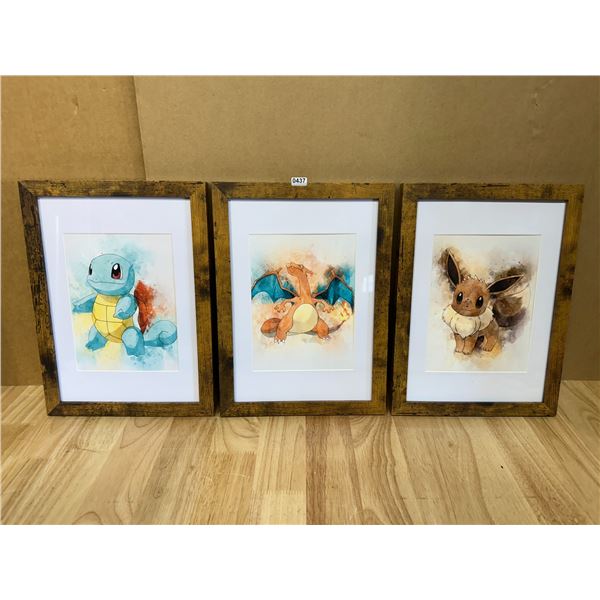 Lot of 3 Framed Pokemon Artworks