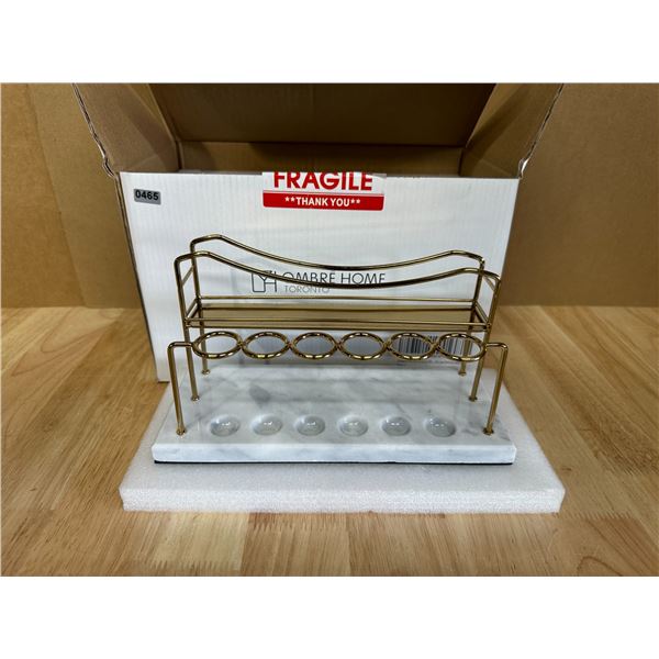 Lot of 1 Ombrehome Marble Makeup Brush Holder with Shelf