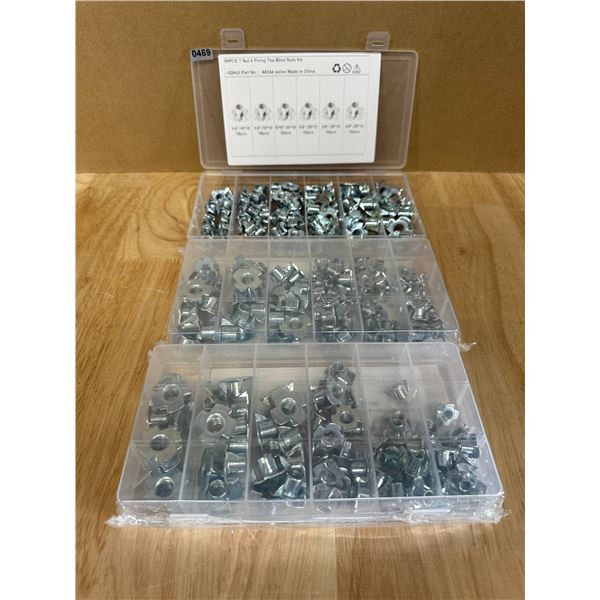 Lot of 2 Boxes of 4 Prong T Blind Nuts in Assorted Sizes - See photos for sizing