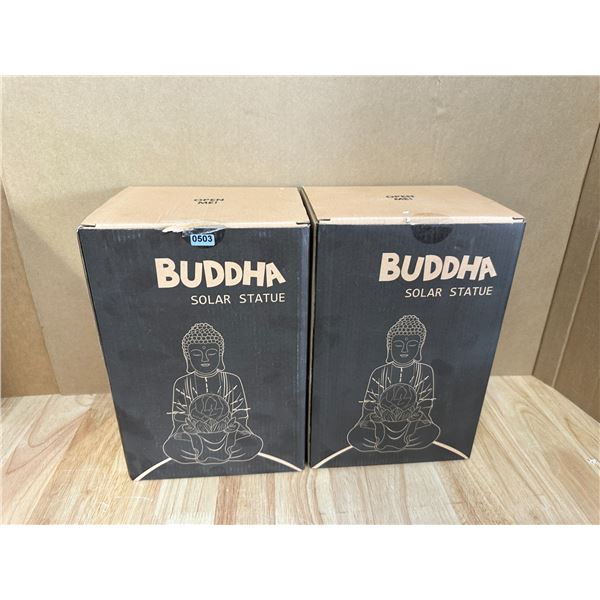 Lot of 2 Buddha Solar Statues