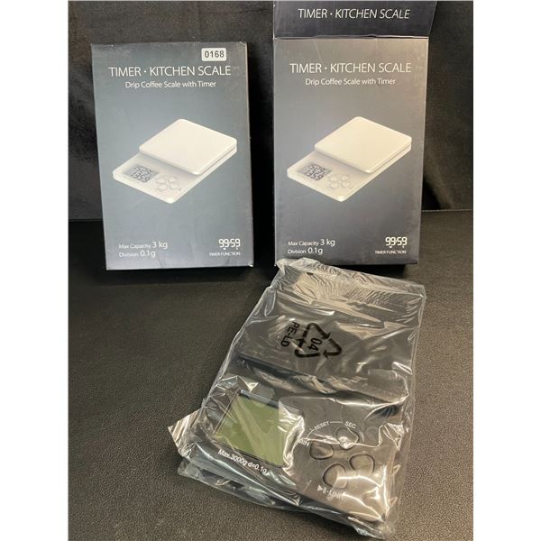 Lot of 2 Kitchen Scales/Drip Coffee Scales with Timers - Brand New! (3kg Capacity)