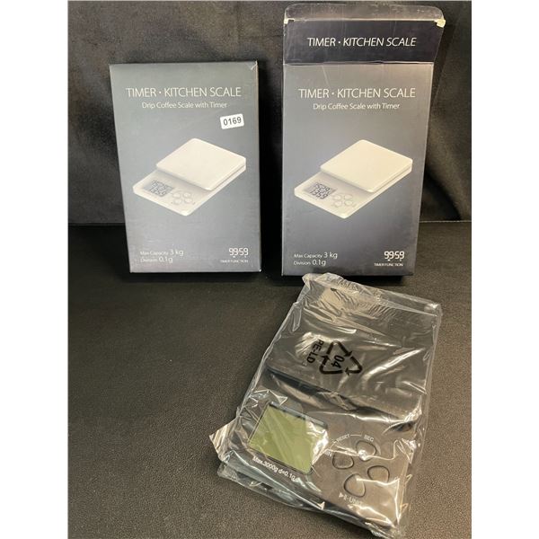 Lot of 2 Kitchen Scales/Drip Coffee Scales with Timers - Brand New! (3kg Capacity)