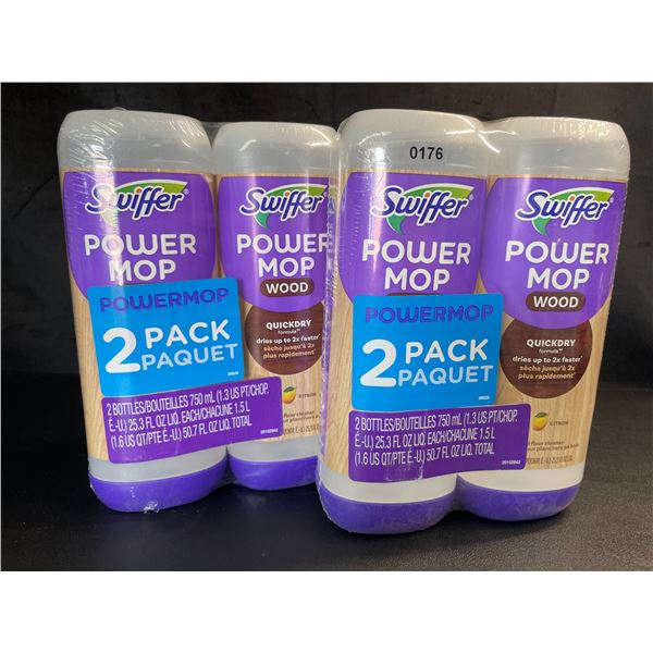Lot of 2 Swiffer Power Mop Wood Floor Cleaner Refills - Lemon - 2 Per Pack/4 Total - Brand New!
