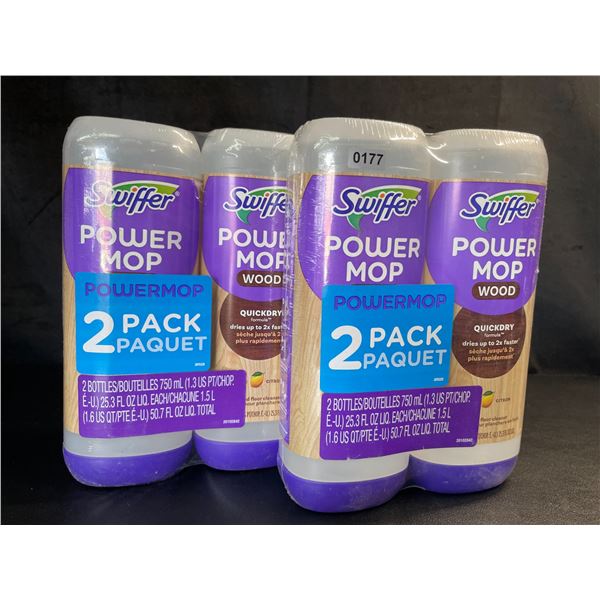 Lot of 2 Swiffer Power Mop Wood Floor Cleaner Refills - Lemon - 2 Per Pack/4 Total - Brand New!