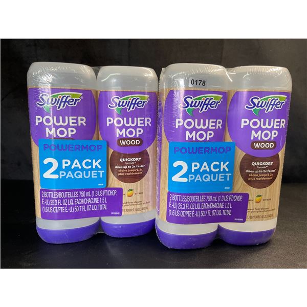 Lot of 2 Swiffer Power Mop Wood Floor Cleaner Refills - Lemon - 2 Per Pack/4 Total - Brand New!