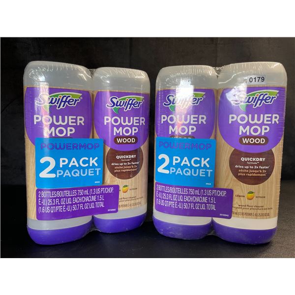 Lot of 2 Swiffer Power Mop Wood Floor Cleaner Refills - Lemon - 2 Per Pack/4 Total - Brand New!