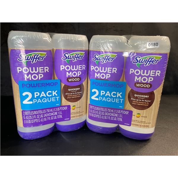 Lot of 2 Swiffer Power Mop Wood Floor Cleaner Refills - Lemon - 2 Per Pack/4 Total - Brand New!
