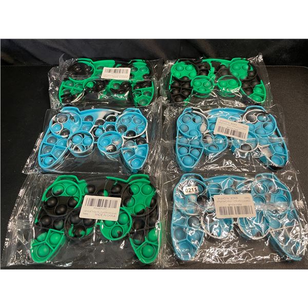 Lot of 6 Sensory Pop-It Fidget Toys for Kids - Gamepad/Controller Design - Brand New!