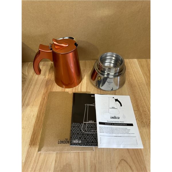 Lot of 1 The London Sip Copper Stovetop Espresso Maker