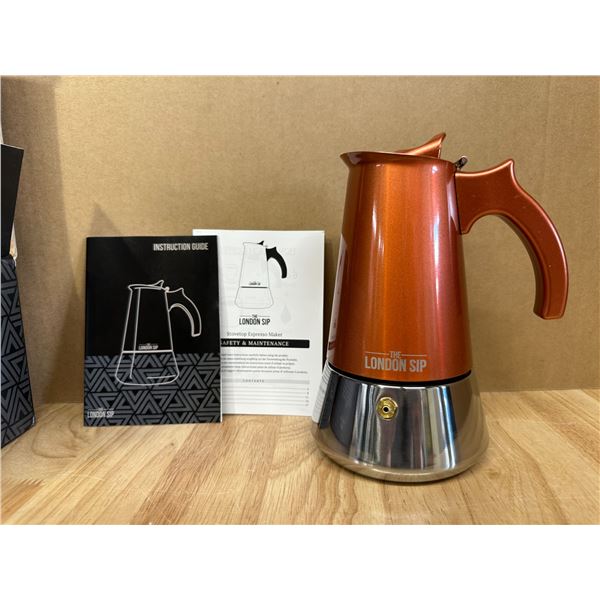 Lot of 1 The London Sip Copper Stovetop Espresso Maker