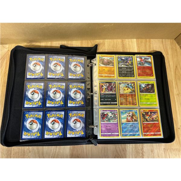 Lot of 1 Leather Pokemon Binder with 153 Assorted Pokemon Cards