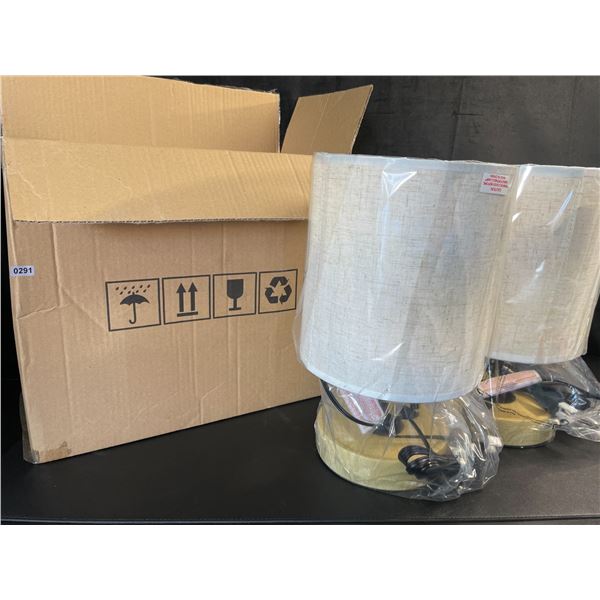 Lot of 2 Farmhouse Style Table Lamps with USB Charging Bases - Brand New!