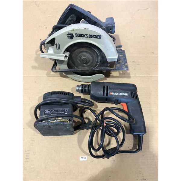 Lot of 3 Assorted Black & Decker Power Tools - Used - Powers On