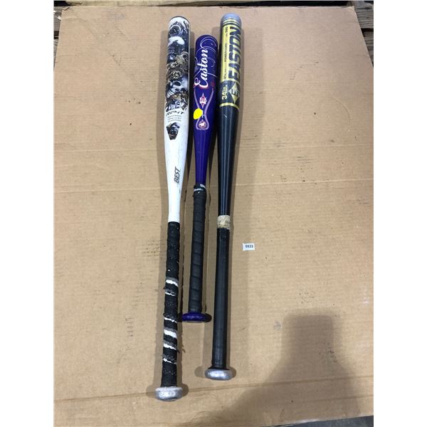 Lot of 3 Baseball Bats - Used