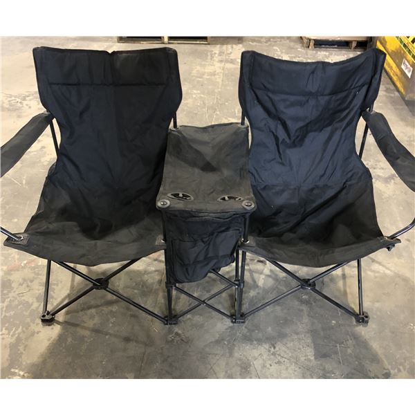 Lot of 1 2-Person Portable/Foldable Camping Chairs - Black - Used - Good Shape