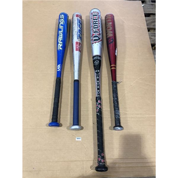 Lot of 4 Assorted Baseball Bats - Used