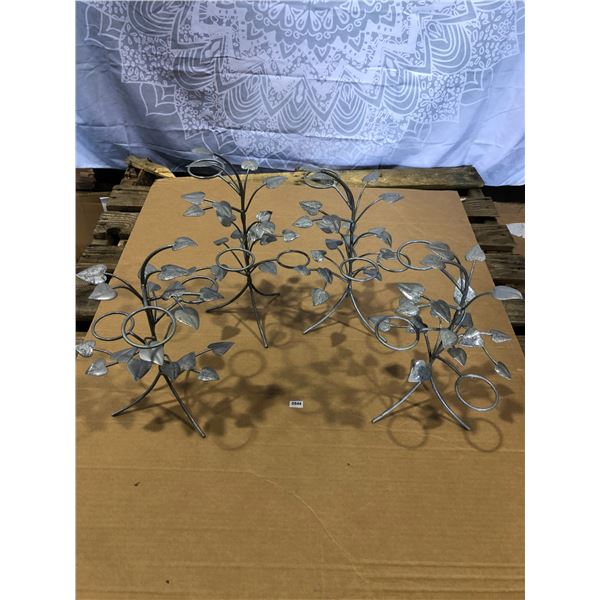 Lot of 4 Garden Decoration Pieces - Silver Leaf Design - Used