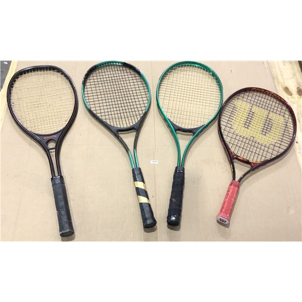 Lot of 4 Assorted Tennis Rackets - Used