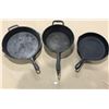 Image 1 : Lot of 3 Heavy-Duty Cast Iron Frying Pans - Used