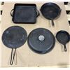 Image 1 : Lot of 5 Assorted Heavy-Duty Cast Iron Pans - Used