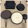 Image 2 : Lot of 5 Assorted Heavy-Duty Cast Iron Pans - Used