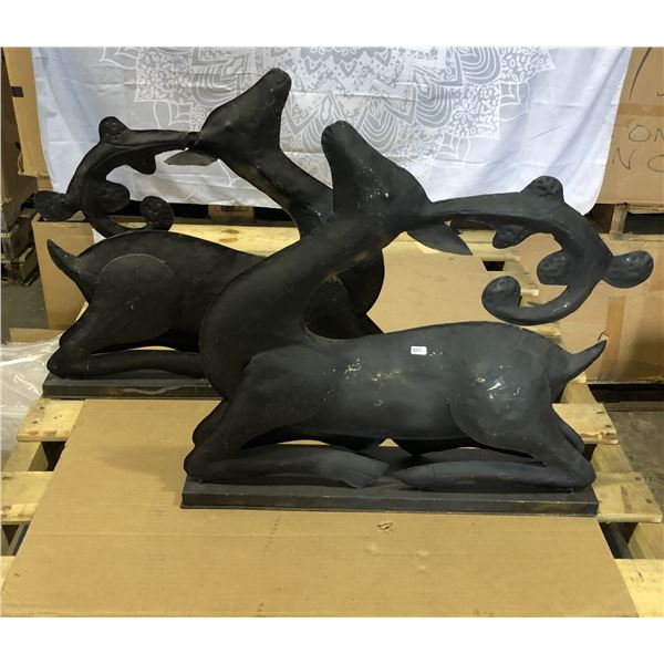 Lot of 2 Deer Design Decorative Garden Pieces - Used