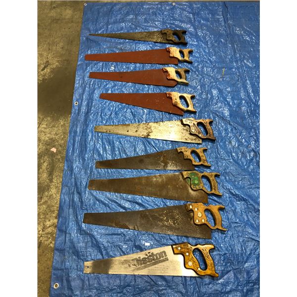Lot of 9 Assorted Hand Saws - Used
