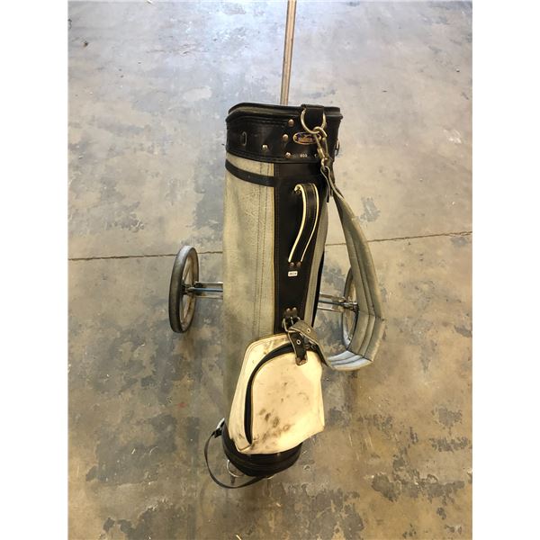 Lot of 1 Golf Push Caddy with Golf Bag - Used
