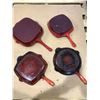 Image 2 : Lot of 4 Red Heavy-Duty Cast Iron Pans - Used