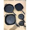Image 1 : Lot of 5 Assorted Heavy-Duty Cast Iron Pans - Used