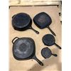 Image 2 : Lot of 5 Assorted Heavy-Duty Cast Iron Pans - Used