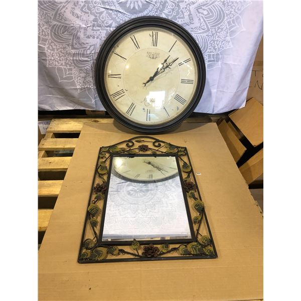 Lot of 2 Wall Decor Pieces - 1x Large Clock 