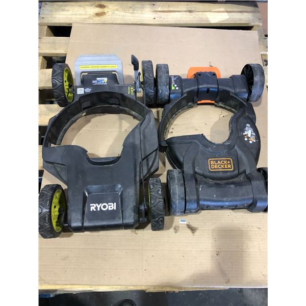 Lot of 2 Wheel Attachments for Weed Eaters - 1x RYOBI & 1x Black & Decker - Used