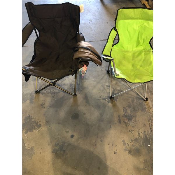 Lot of 2 Adult Foldable/Portable Camping Chairs - Black & Green - Used