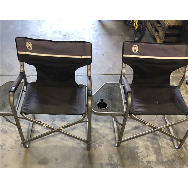 Lot of 2 Coleman Director-Style Foldable/Portable AdultCamping Chairs - Used