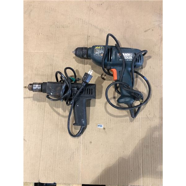 Lot of 2 Corded Drills - Used - Power On