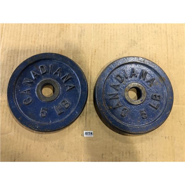 Lot of 2 Canadiana 5LB Barbell Weights - Used