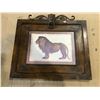 Image 1 : Lot of 1 Framed Lion Art Piece - Approx. 23 x 21 inch - Used