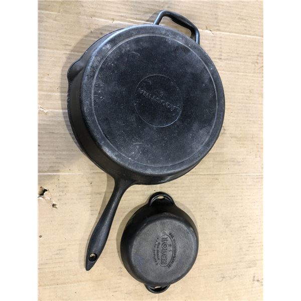 Lot of 2 Heavy-Duty Cast Iron Pans - 1x Lodge & 1x Lagostina - Used