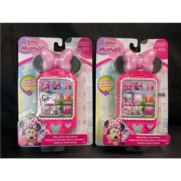 Lot of 2 Disney Junior Minnie Mouse Cell Phone Toys - Lights Up, Sings, etc. - Brand New!