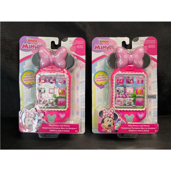 Lot of 2 Disney Junior Minnie Mouse Cell Phone Toys - Lights Up, Sings, etc. - Brand New!