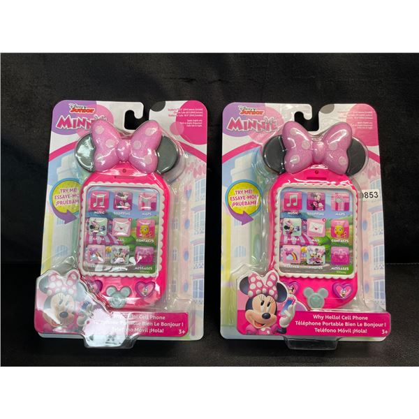 Lot of 2 Disney Junior Minnie Mouse Cell Phone Toys - Lights Up, Sings, etc. - Brand New!