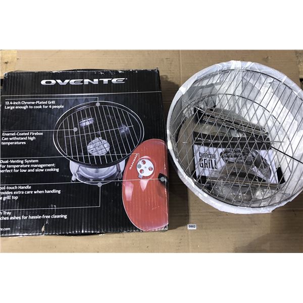 Lot of 1 Ovente Portable Charcoal Grill - Used
