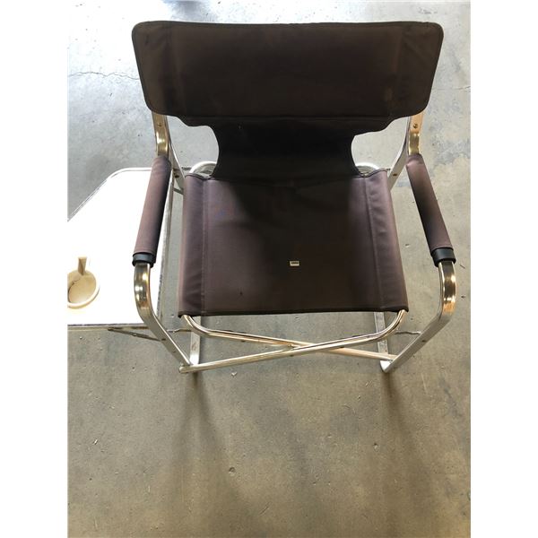 Lot of 1 Director's Style Camping Chair with Side Table - Used