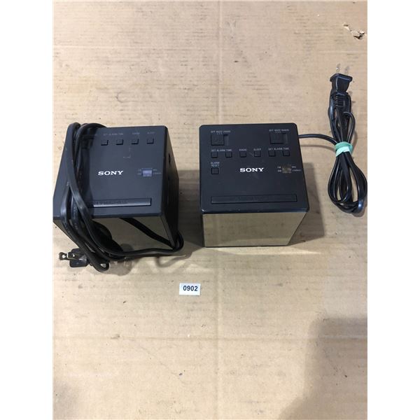 Lot of 2 Sony Alarm Clocks - Used - Power On
