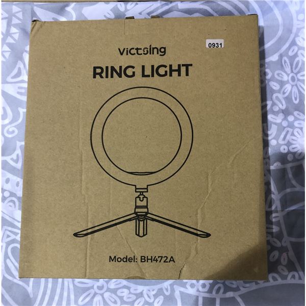 Lot of 1 Victsing 10-inch Ring Light (Model: BH472A) w/ Bluetooth Remote Control - Brand New!